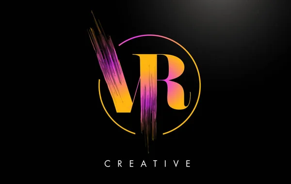 Brush Stroke Carta Logo Design Laranja Roxo Pintura Logotipo Leters —  Vetores de Stock