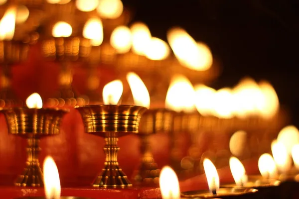 Velas Altar Antiguo Budista Religioso 108 Butter Lamp Festival Monasterio — Foto de Stock