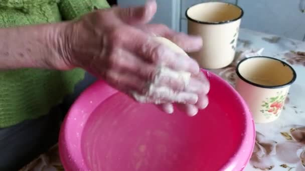 Senior Woman Making Homemade Butter — Stockvideo