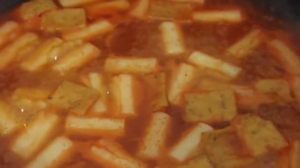 Video Cooking Tteokbokki Eomuk Korean Food — Video Stock