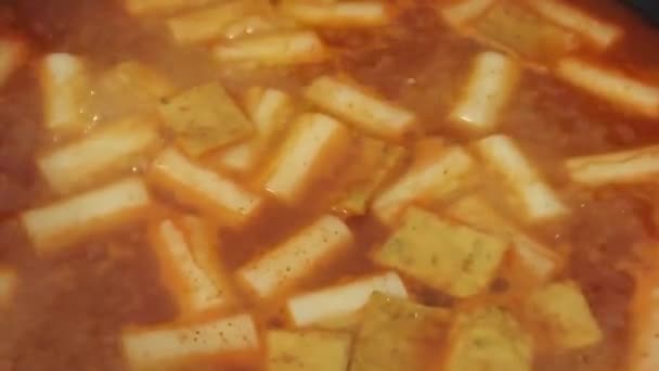 Video Cooking Tteokbokki Eomuk Korean Food — стоковое видео