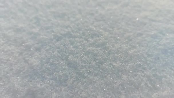 White Snow Full Frame Hintergrund Nahaufnahme Glühende Schneeflocken Auf Schneewehen — Stockvideo