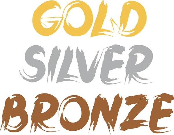 Altın, gümüş ve bronz renkli kelimeler.