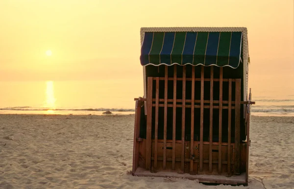 Zachód Słońca Plaży Spiekeroog — Zdjęcie stockowe