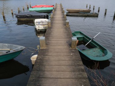 Alman Westphalia 'sında bir gölde bahar zamanı.