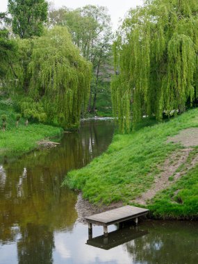 Almanya 'da Berkel nehrindeki eski evler