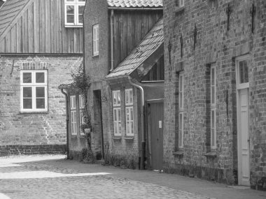 Almanya 'nın kuzeyinde Schleswig ve küçük balıkçı köyü Holm
