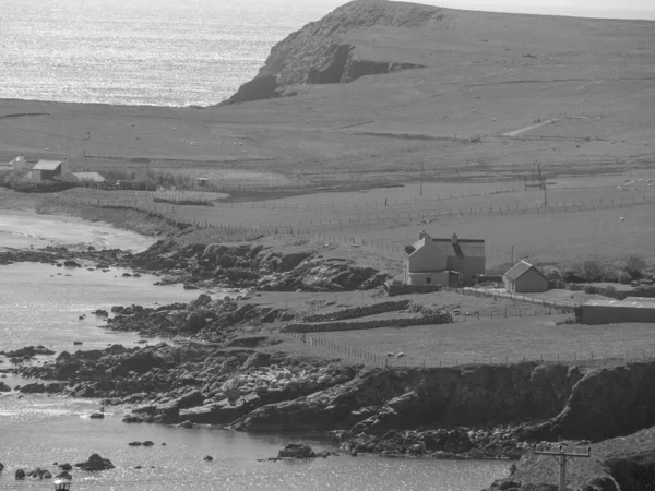 Våtmarksöarna Med Staden Lerwick Skottland — Stockfoto