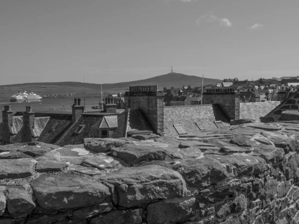 Våtmarksöarna Med Staden Lerwick Skottland — Stockfoto