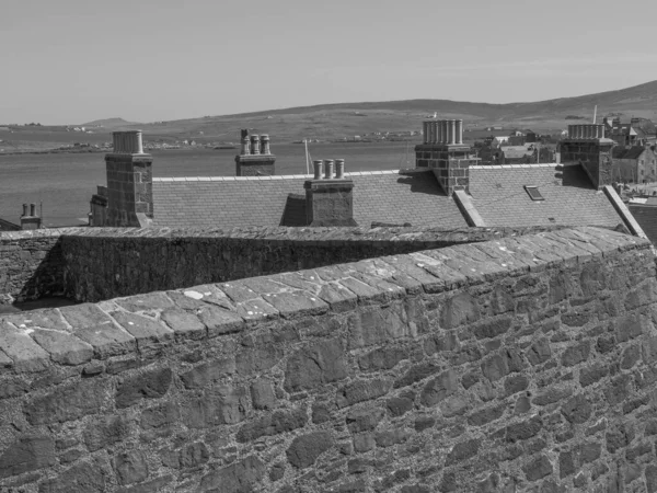 Våtmarksöarna Med Staden Lerwick Skottland — Stockfoto