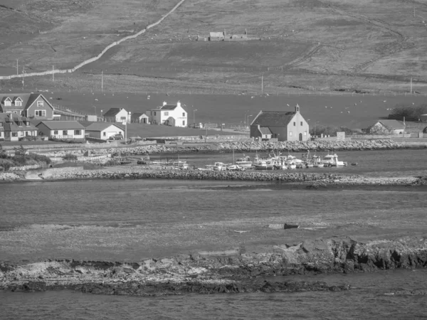 Våtmarksöarna Med Staden Lerwick Skottland — Stockfoto