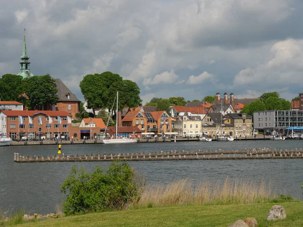 Staden Kappeln Och Floden Schlei Tyskland — Stockfoto