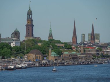 Hamburg şehri ve Elbe nehri Almanya 'da.