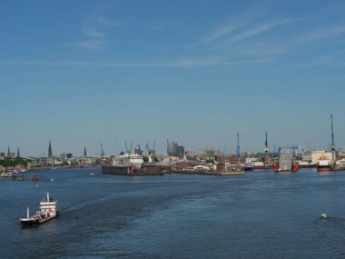 Hamburg şehri ve Elbe nehri Almanya 'da.