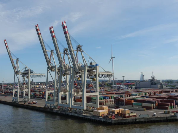 Staden Hamburg Och Floden Elbe Tyskland — Stockfoto