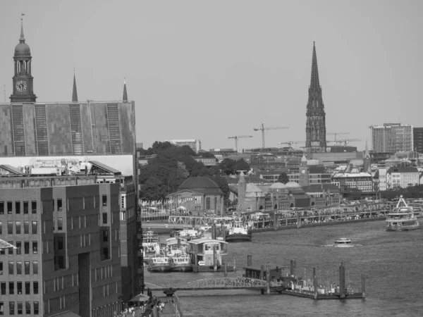 Staden Hamburg Och Floden Elbe Tyskland — Stockfoto