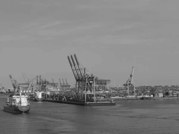 Staden Hamburg Och Floden Elbe Tyskland — Stockfoto