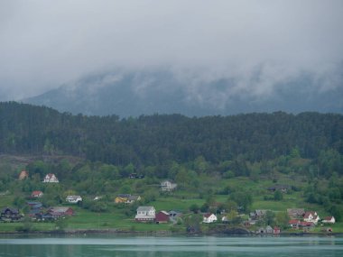 Norveç limanındaki küçük Eidfjord köyü