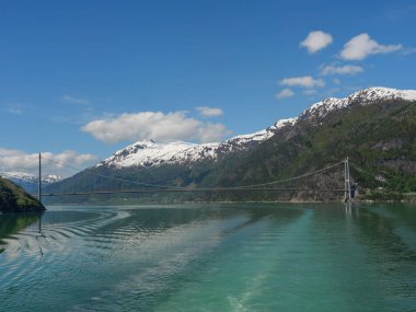Norveç limanındaki küçük Eidfjord köyü