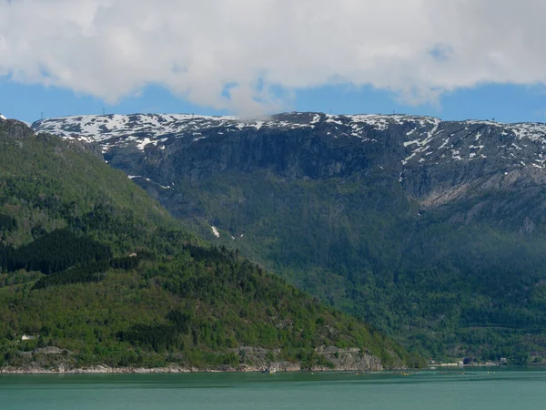 Norveç Limanındaki Küçük Eidfjord Köyü — Stok fotoğraf