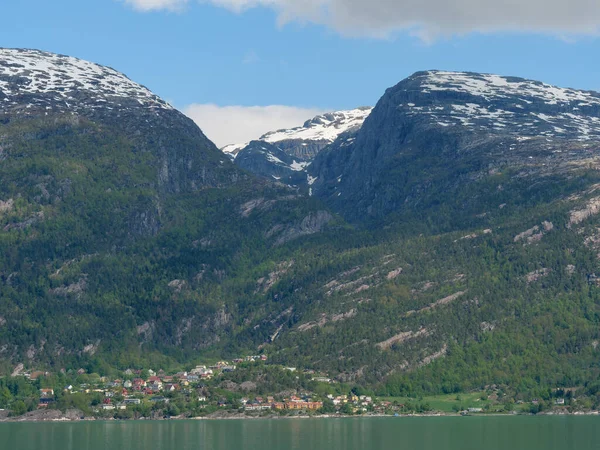 Kis Falu Eidfjord Norvégiai Hardangerfjord — Stock Fotó