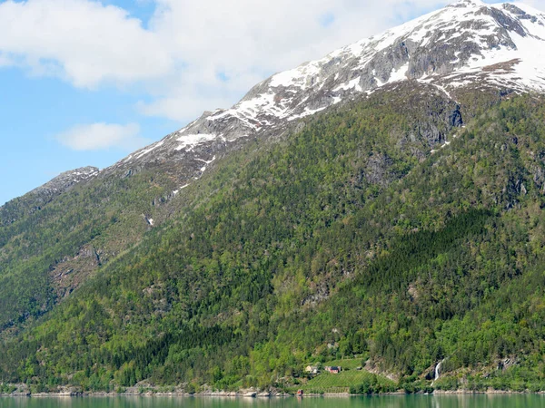 Kis Falu Eidfjord Norvégiai Hardangerfjord — Stock Fotó