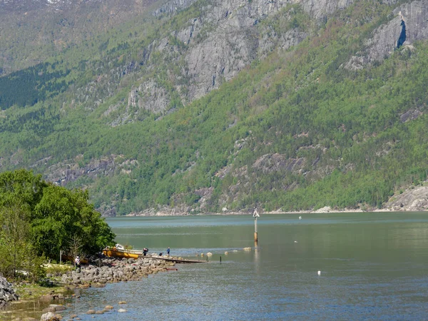 Den Lilla Byn Eidfjord Den Norska Hardangerfjord — Stockfoto