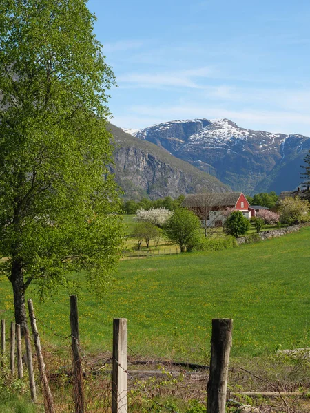 Das Kleine Dorf Eidfjord Norwegischen Hardangerfjord — Stockfoto