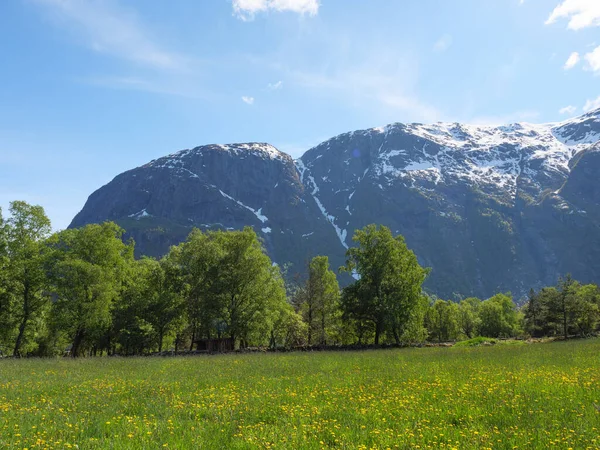 Das Kleine Dorf Eidfjord Norwegischen Hardangerfjord — Stockfoto