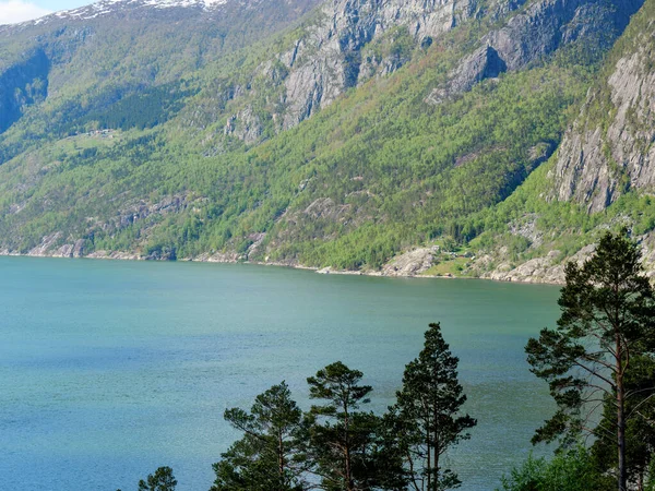 Norveç Limanındaki Küçük Eidfjord Köyü — Stok fotoğraf