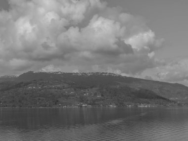 Norveç limanındaki küçük Eidfjord köyü