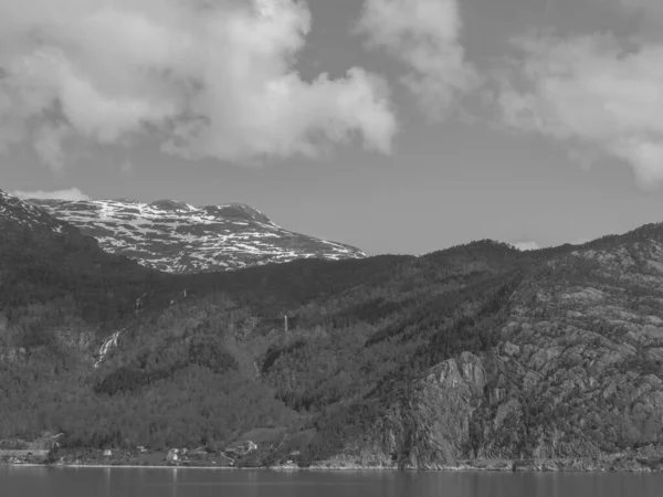 Kis Falu Eidfjord Norvégiai Hardangerfjord — Stock Fotó