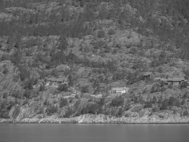 Norveç limanındaki küçük Eidfjord köyü