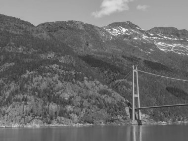 Norveç limanındaki küçük Eidfjord köyü