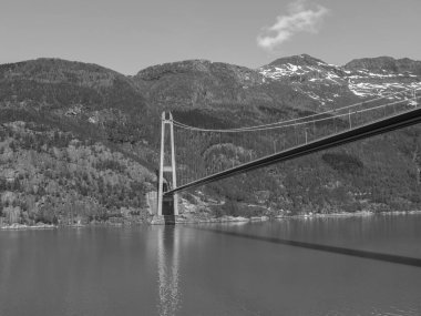 Norveç limanındaki küçük Eidfjord köyü