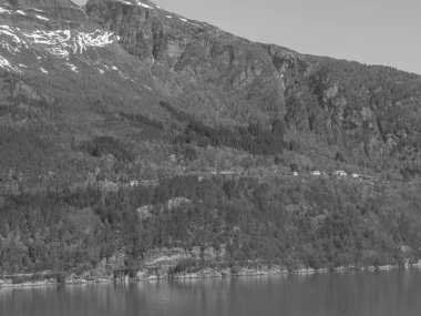 Norveç limanındaki küçük Eidfjord köyü
