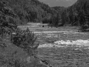 Norveç limanındaki küçük Eidfjord köyü
