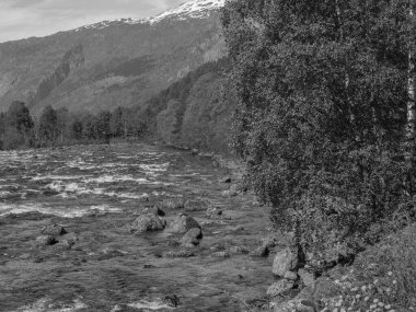 Norveç limanındaki küçük Eidfjord köyü