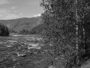 Norveç limanındaki küçük Eidfjord köyü