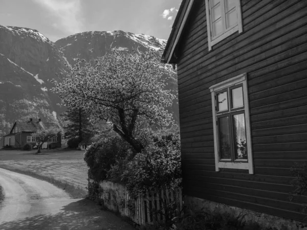 Het Kleine Dorpje Eidfjord Het Noorse Hardangerfjord — Stockfoto
