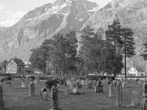Norveç limanındaki küçük Eidfjord köyü