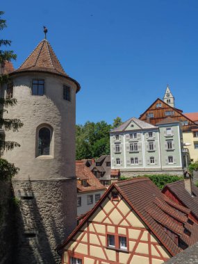 Meersburg, Almanya 'daki göl kentinde.