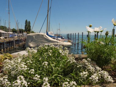 Meersburg, Almanya 'daki göl kentinde.