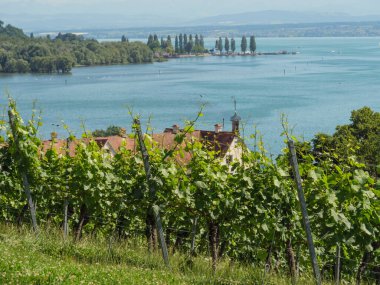 Meersburg, Almanya 'daki göl kentinde.
