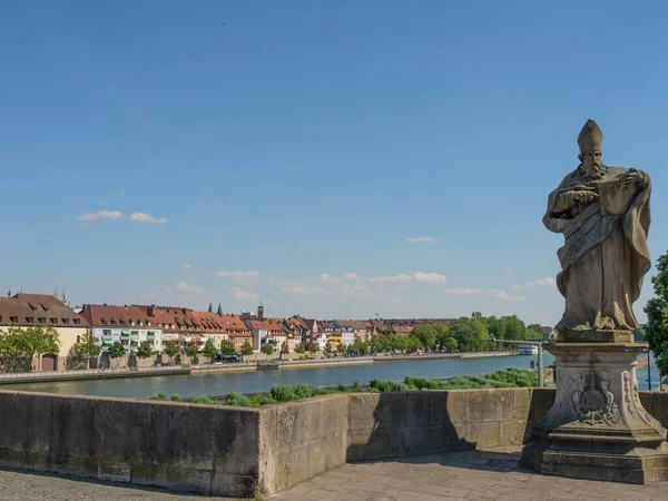 Wuerzburg Városa Folyónál — Stock Fotó