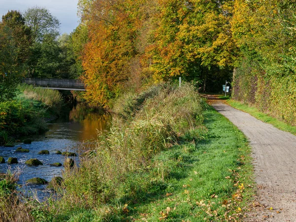 秋天在德国的Aa河 — 图库照片