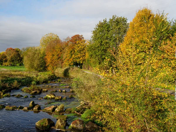 Jesień Nad Rzeką Niemczech — Zdjęcie stockowe