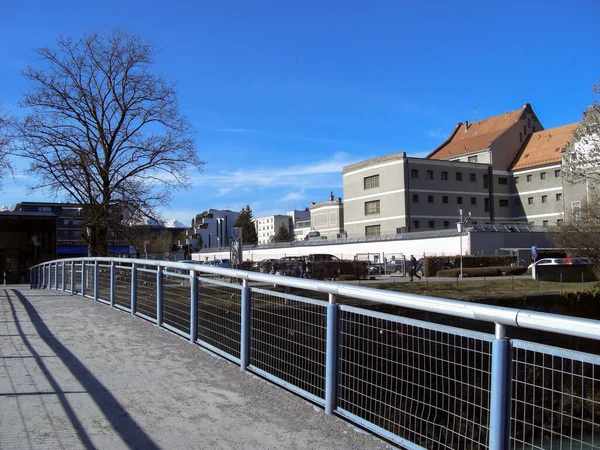 Feldkirch Austria February 2019 Μικρή Γέφυρα Πάνω Από Τον Ποταμό — Φωτογραφία Αρχείου