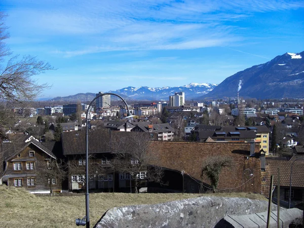 Werdenberg Suisse Février 2019 Alpes Enneigées Vue Panoramique Sur Ville — Photo