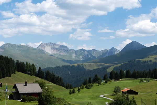 Arosa Suíça Agosto 2021 Fantástica Vista Sobre Montanhas Durante Uma — Fotografia de Stock
